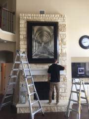 Art Installed on Stone Fireplace "Dallas" "TX"